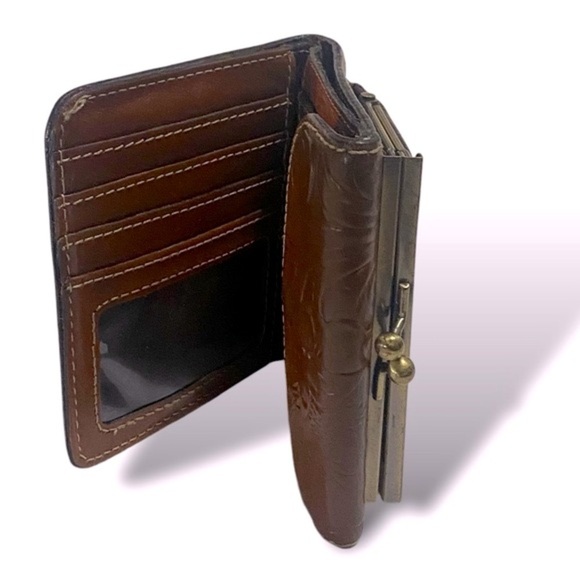 Patricia Nash Vintage Bi-Fold Wallet with Coin Pouch Brown W 5” x H 4.5” - Picture 3 of 16